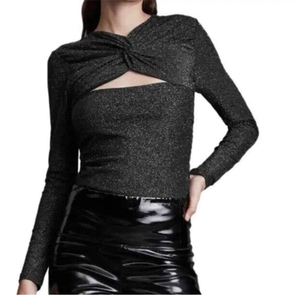 ALLSAINTS Caelum Metallic Twist Detail Top In Gunmetal Size 8 NWOT